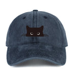 Unisex Vintage Washed Cotton Baseball Cap with Minimal Graphic Embroidery for Casual Everyday Style