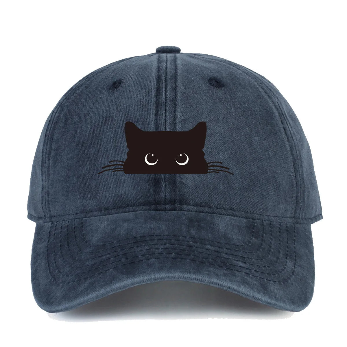 Unisex Vintage Washed Cotton Baseball Cap with Minimal Graphic Embroidery for Casual Everyday Style