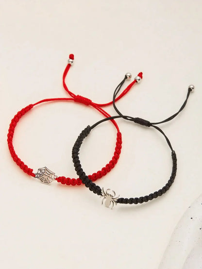 Spider Charm Bracelet Set for Gothic Alternative and Dark Aesthetic Styling