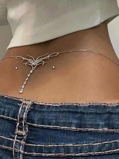Minimalist Crystal Pendant Waist Chain for Elegant Alternative and Y2K Styling