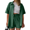 Women's Relaxed Shirt and Shorts Co-Ord Set Contemporary Casual Outfit