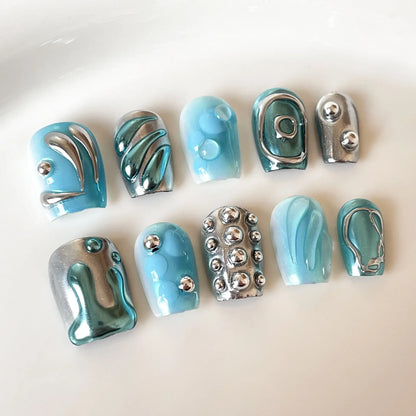 Celestial Gothic Press On Nails with Alternative Charm Inspired Artwork
