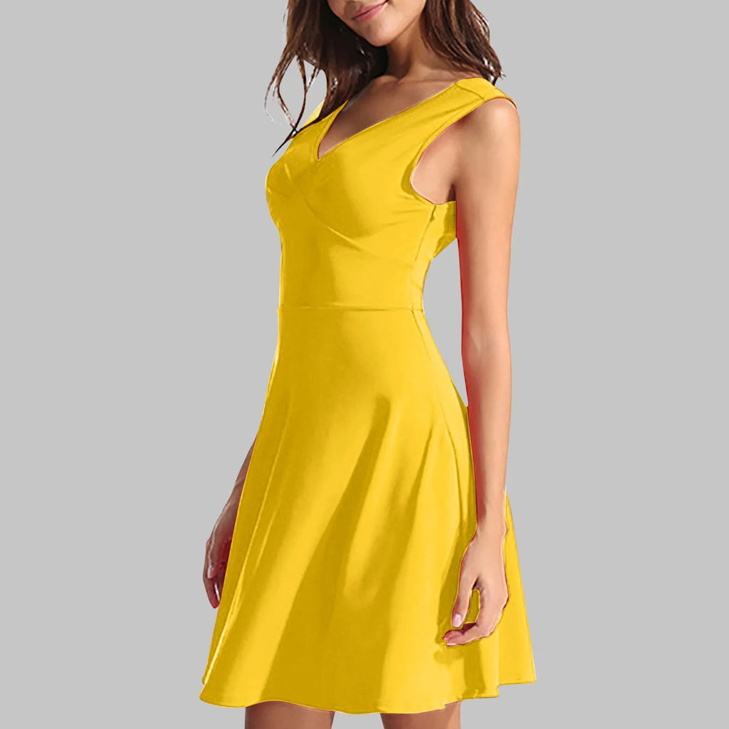 Sleeveless A-Line Mini Dress with Flared Hem and Clean Silhouette