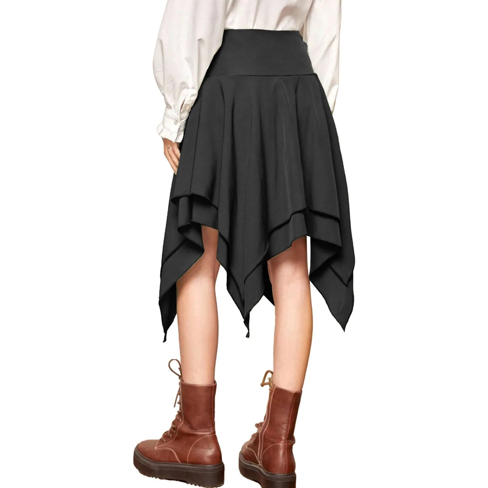 Asymmetrical Handkerchief Hem Lace Up Gothic Inspired Alternative Mini Skirt