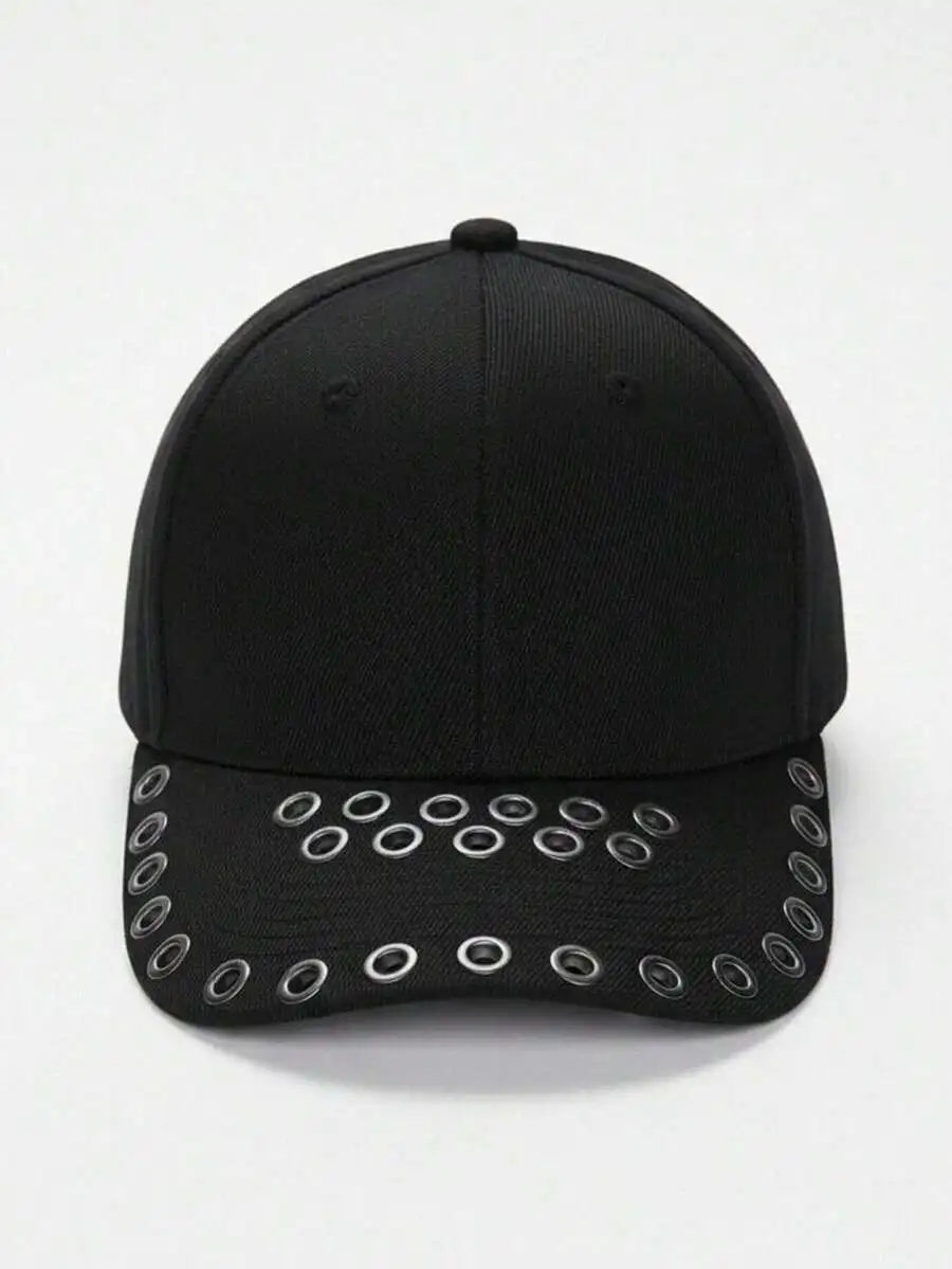 Studded Polyester Knit Beanie for Punk Inspired Streetwear Casual Four Season Fashion Style