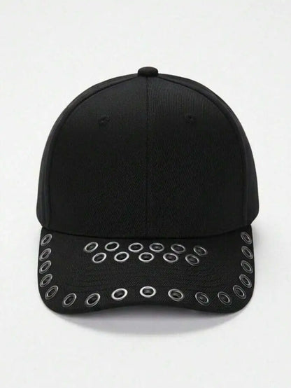 Studded Polyester Knit Beanie for Punk Inspired Streetwear Casual Four Season Fashion Style
