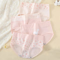 4-Piece Women’s Printed High-Rise Briefs Set with Playful Heart and Floral Motifs, Soft Pink Tones and Feminine Styling