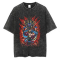 Oversized Anime Dragon Graphic Streetwear Tee with Vintage Manga Art Design