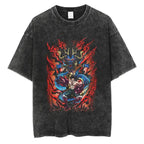 Oversized Anime Dragon Graphic Streetwear Tee with Vintage Manga Art Design