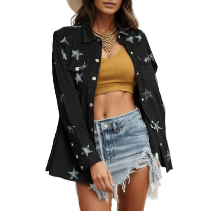 Star Pattern Streetwear Bomber Jacket with Relaxed Casual Urban Fit