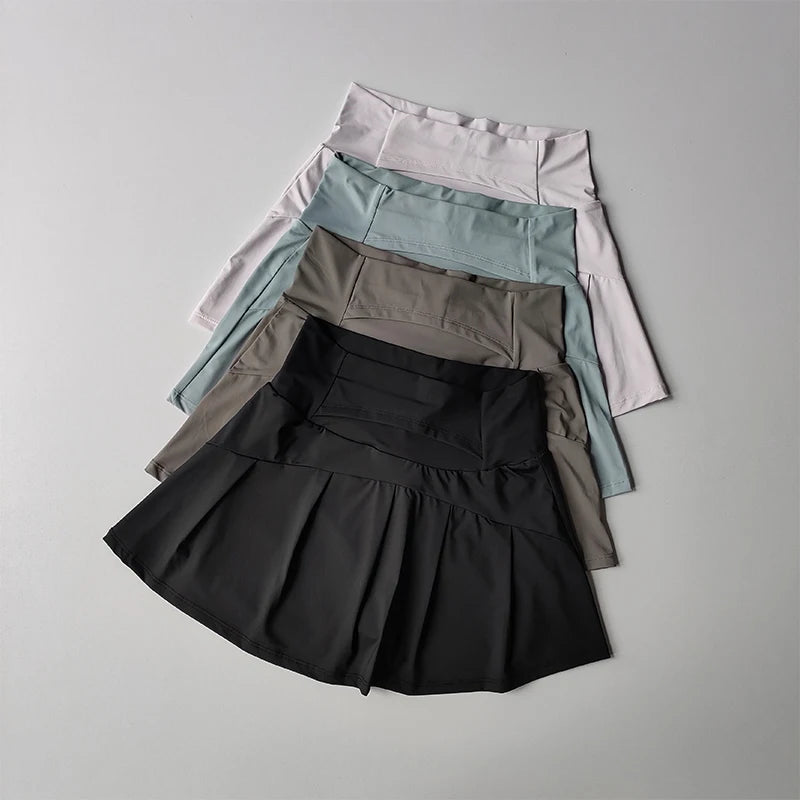 High Waist Athletic Skort with Flared Hem Performance Tennis Styling