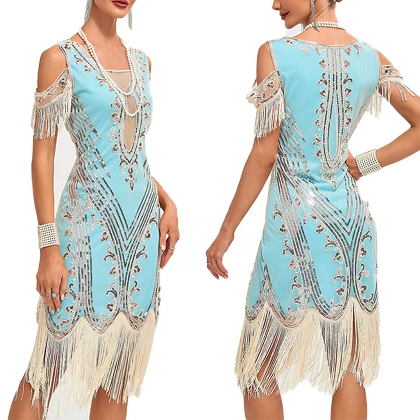 Elegant Gothic Fringe Dress with Anime-Inspired Vintage Party Styling