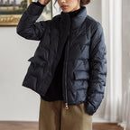 Women's Lightweight Quilted Puffer Jacket with Stand Collar Contemporary Streetwear Everyday Outerwear