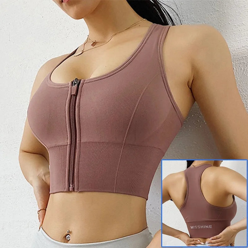 Structured Front-Zip High-Impact Sports Bra with Racerback Support