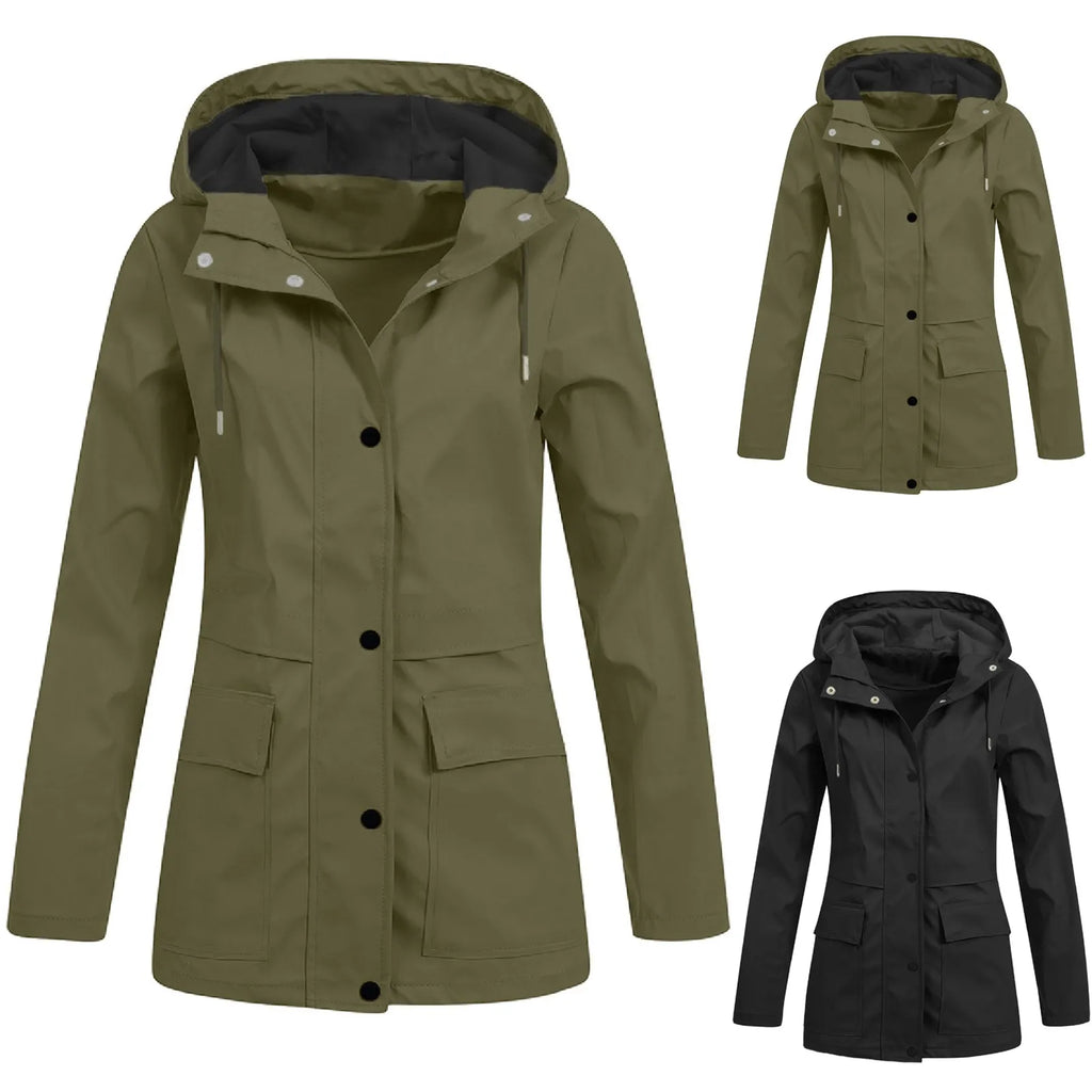 Women's Hooded Windbreaker Jacket with Zip Front Lightweight Everyday Outdoor Streetwear Style