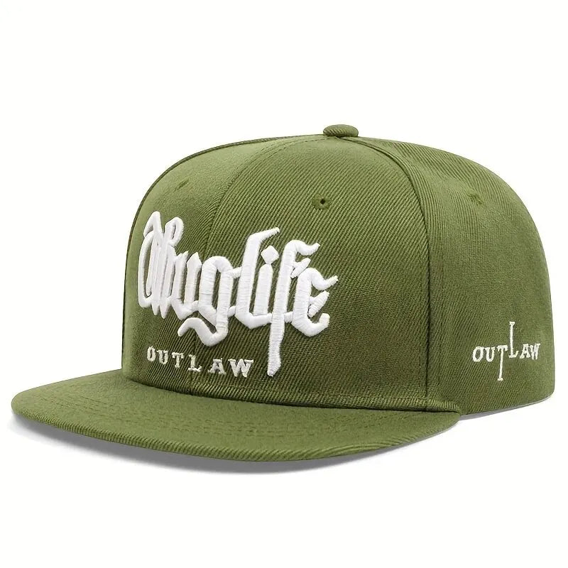 Embroidered Flat Brim Snapback Cap Adjustable Hip Hop Streetwear Baseball Hat