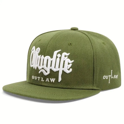 Embroidered Flat Brim Snapback Cap Adjustable Hip Hop Streetwear Baseball Hat