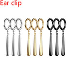 Minimalist Triple Hoop Drop Earrings for Punk and Alternative Fashion Looks