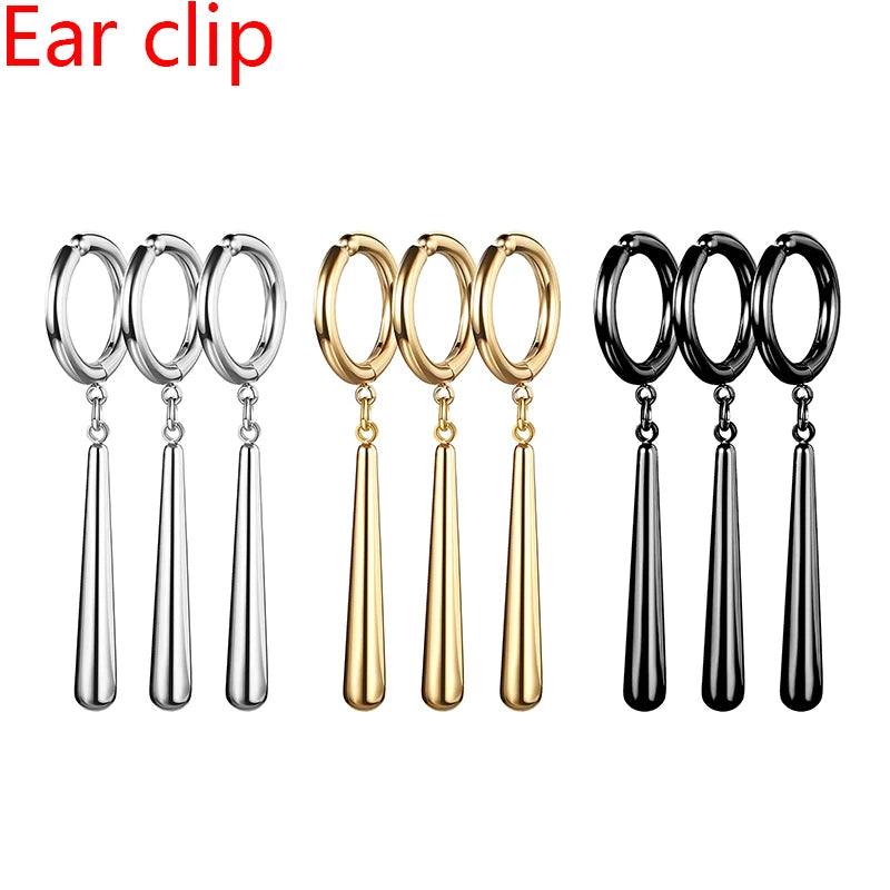 Minimalist Triple Hoop Drop Earrings for Punk and Alternative Fashion Looks