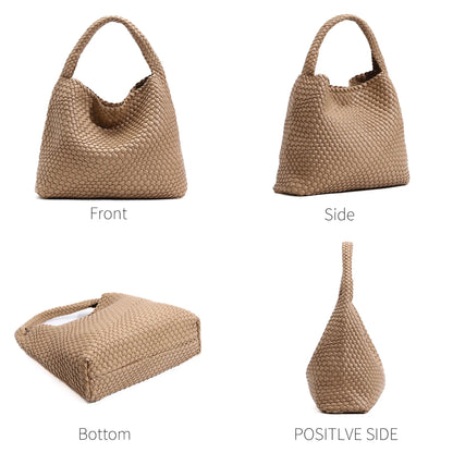 Soft Woven Texture Hobo Tote Shoulder Bag with Relaxed Structure