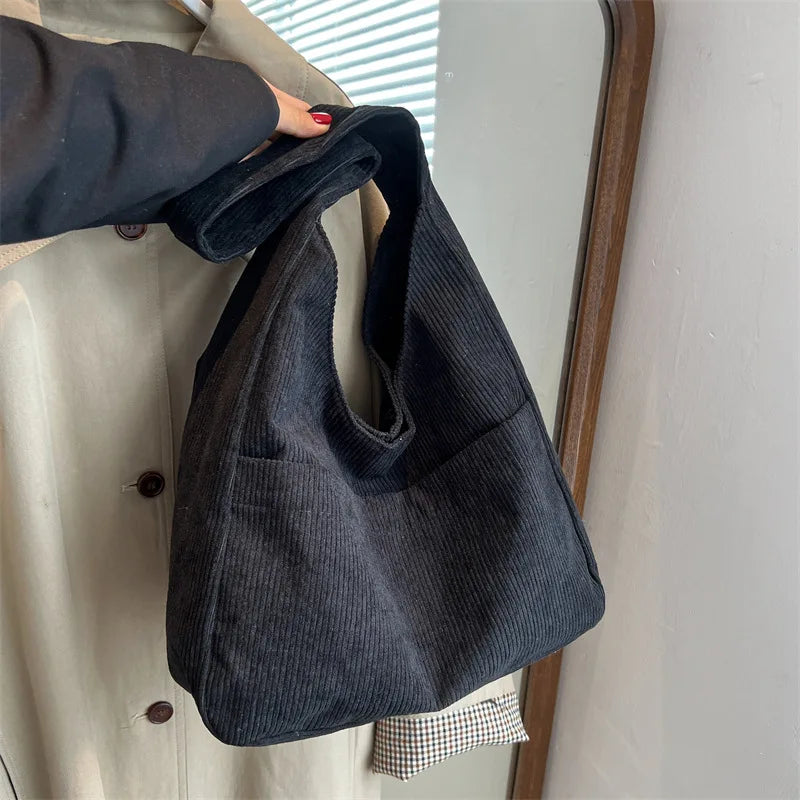 Relaxed Textured Tote Shoulder Bag with Large Capacity Carry Design