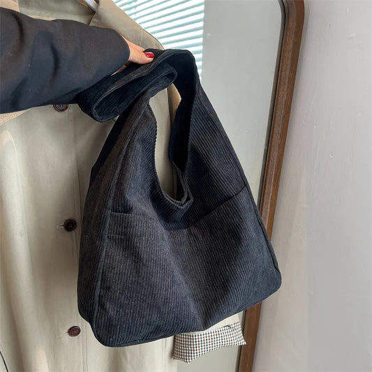 Relaxed Textured Tote Shoulder Bag with Large Capacity Carry Design