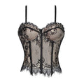Lace Corset-Inspired Cami Top with Sheer Paneling and Adjustable Straps