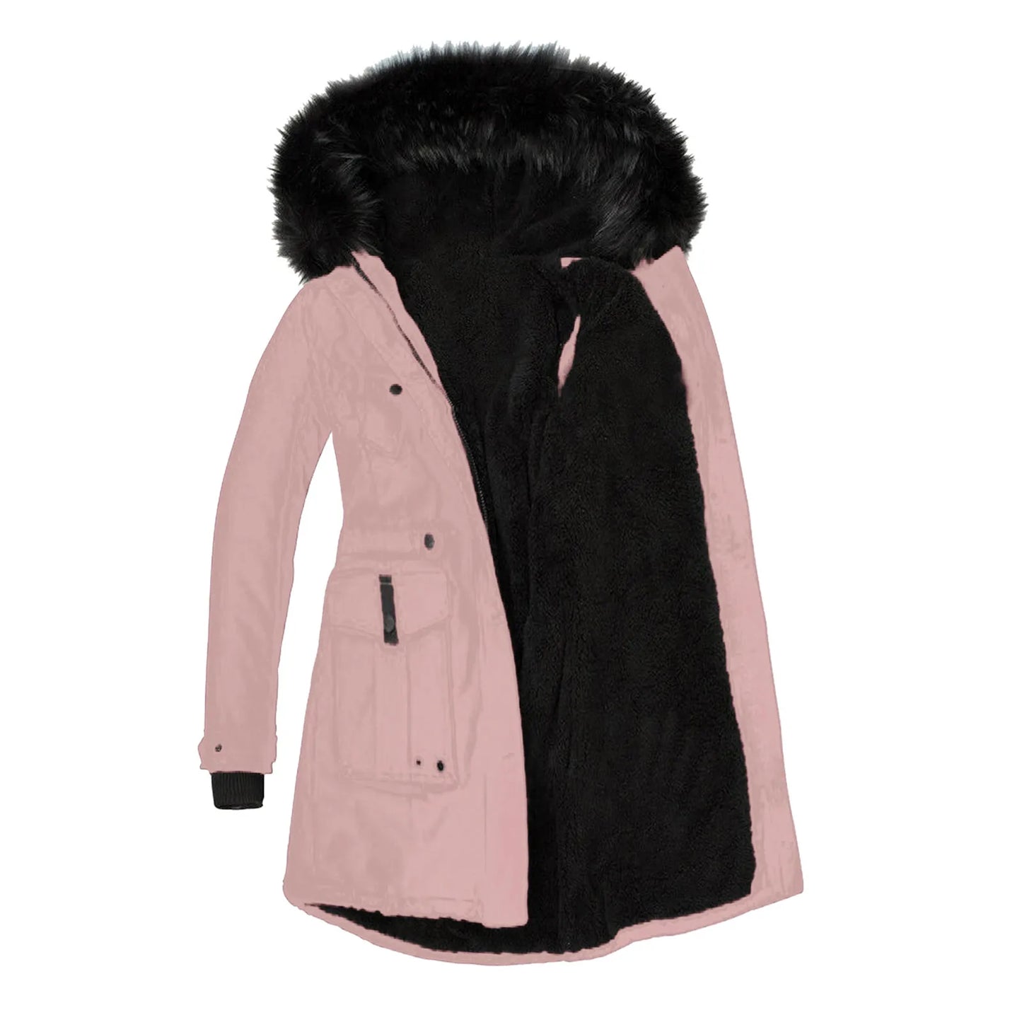 Women's Hooded Thick Padded Utility Jacket with Faux Fur Trim Everyday Winter Streetwear Coat