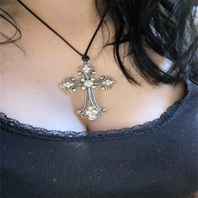 Ornate Cross Choker Necklace for Gothic Punk and Alternative Fashion