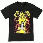 Retro Anime Gothic Graphic Streetwear T-Shirt with Manga-Inspired Artwork