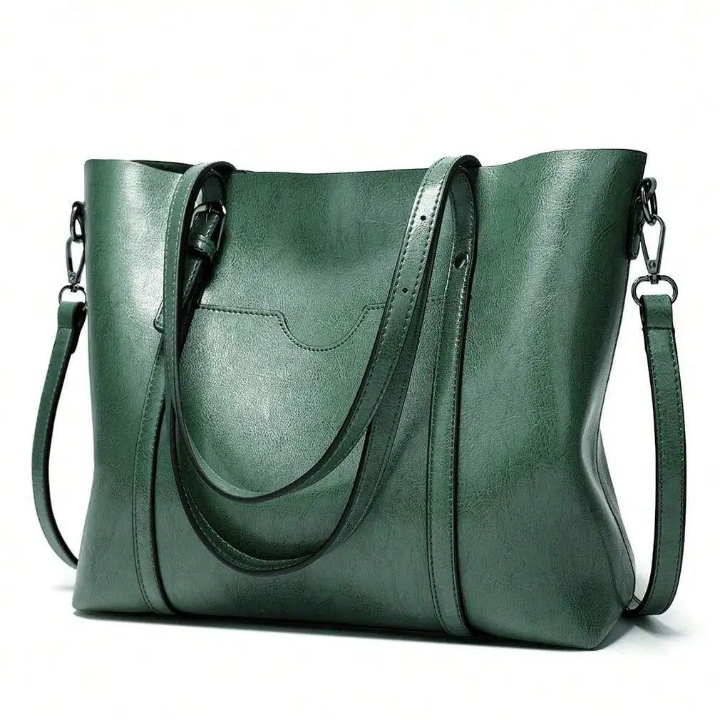 Structured Faux Leather Top Handle Tote Bag with Multi Carry Design