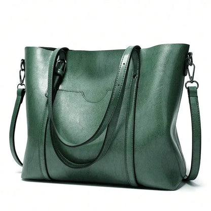 Structured Faux Leather Top Handle Tote Bag with Multi Carry Design