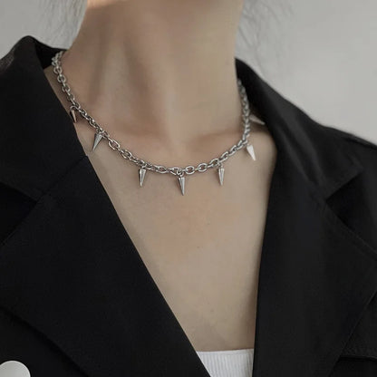 Rivet Chain Choker Necklace for Punk Gothic Alternative Fashion Styling