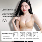 Seamless Jelly Gel Push-Up Bra with Wide Side Support and Adjustable Straps