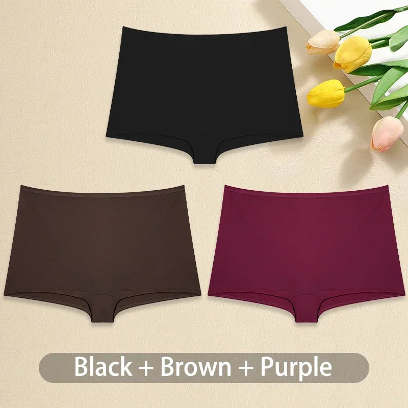 3-Piece Women’s Low-Rise Cotton-Blend Boyshorts Set with Wide Waistband, Short-Leg Silhouette and Classic Solid Colors