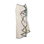 Cream and Black Contrast-Trim Triangle Bikini with Matching Maxi Skirt
