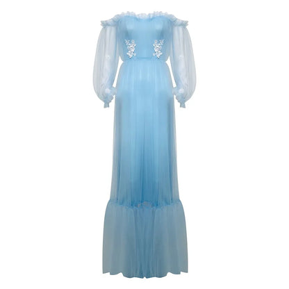 Ethereal Puff Sleeve Maxi Dress with Romantic Flowing Silhouette