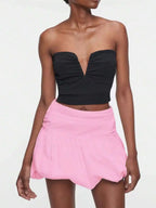 High Waist Bubble Mini Skirt with Pleated Volume Streetwear Silhouette