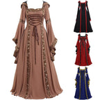 Vintage Inspired Lace-Up Gothic Princess Gown with Dramatic Sleeves