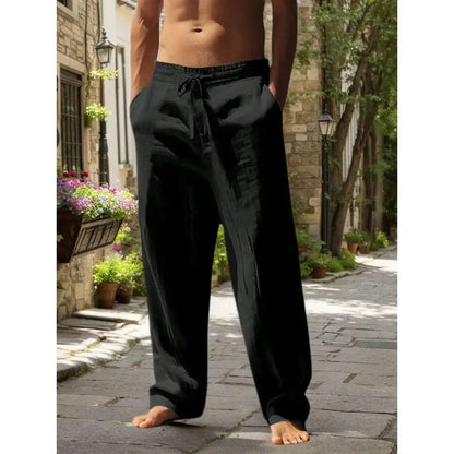 Men's Drawstring Wide Leg Casual Pants with Relaxed Fit and Lightweight Everyday Comfort