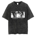 Shadow Gaze Anime Graphic Oversized Washed Cotton Streetwear T-Shirt