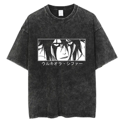 Shadow Gaze Anime Graphic Oversized Washed Cotton Streetwear T-Shirt