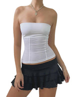 Strapless Corset Crop Top with Structured Fit Contemporary Streetwear Style