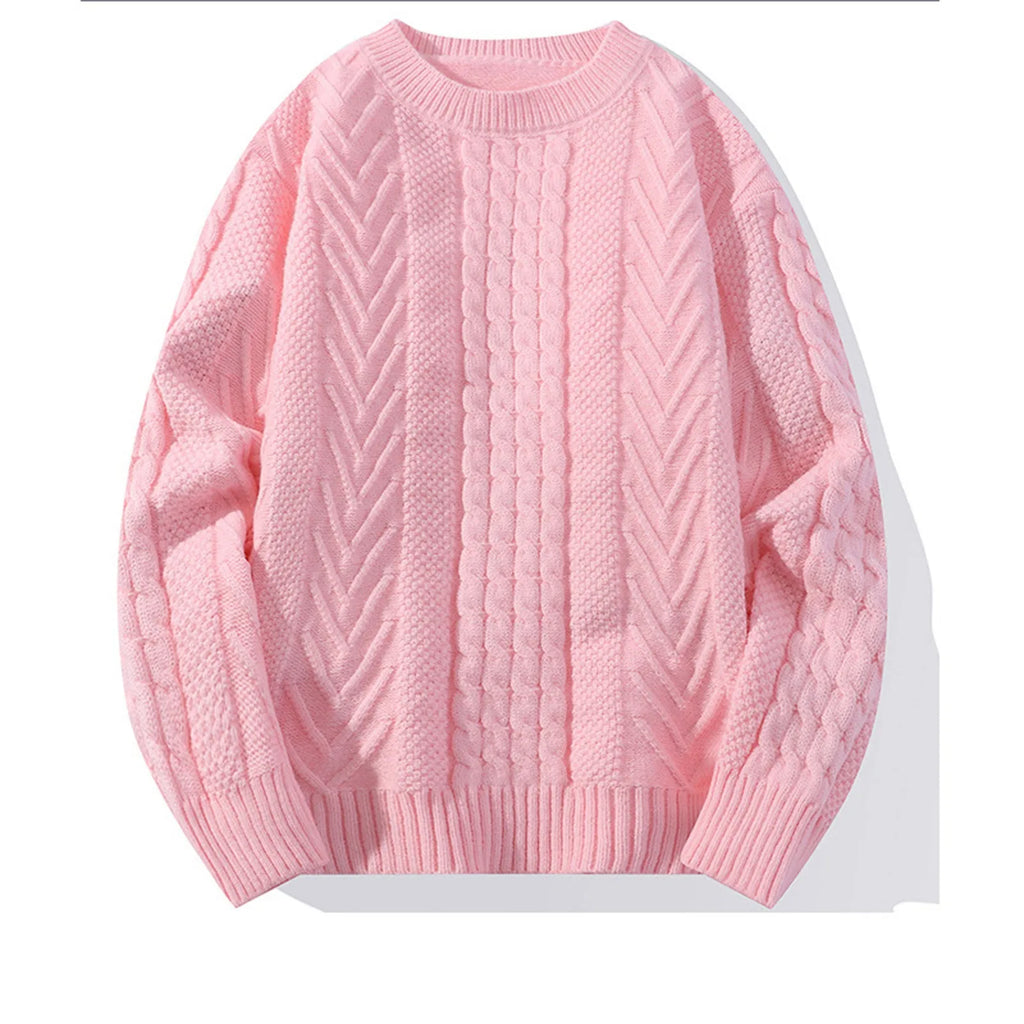 Men's Cable Knit Crew Neck Relaxed Fit Contemporary Sweater Pullover