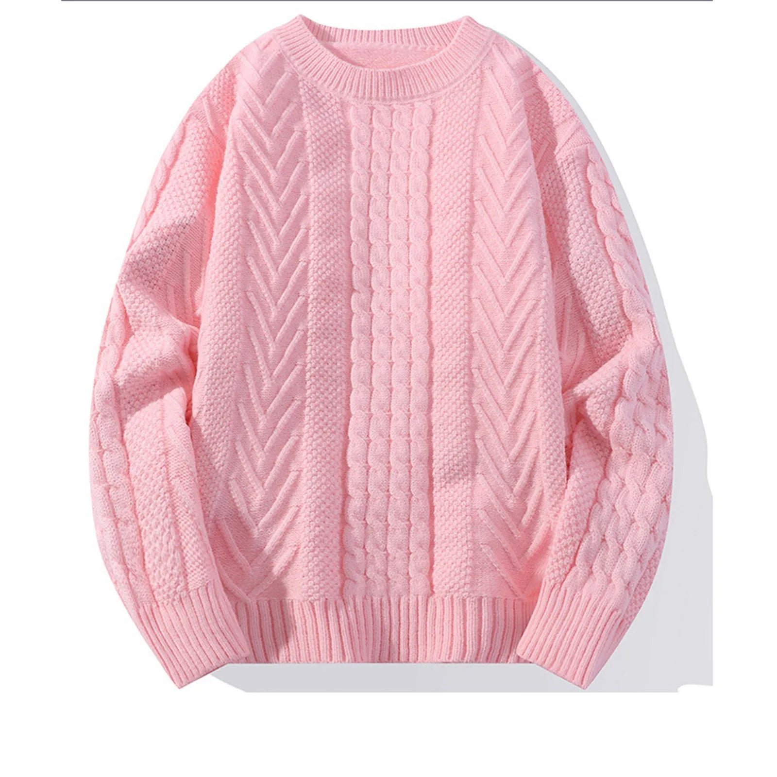 Men's Cable Knit Crew Neck Relaxed Fit Contemporary Sweater Pullover