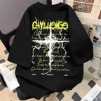 Heavyweight Typography Graphic Streetwear T-Shirt with Distressed Urban Artwork