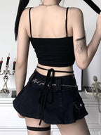 Graphic Square Neck Crop Top with Slim Fit Alternative Streetwear Style