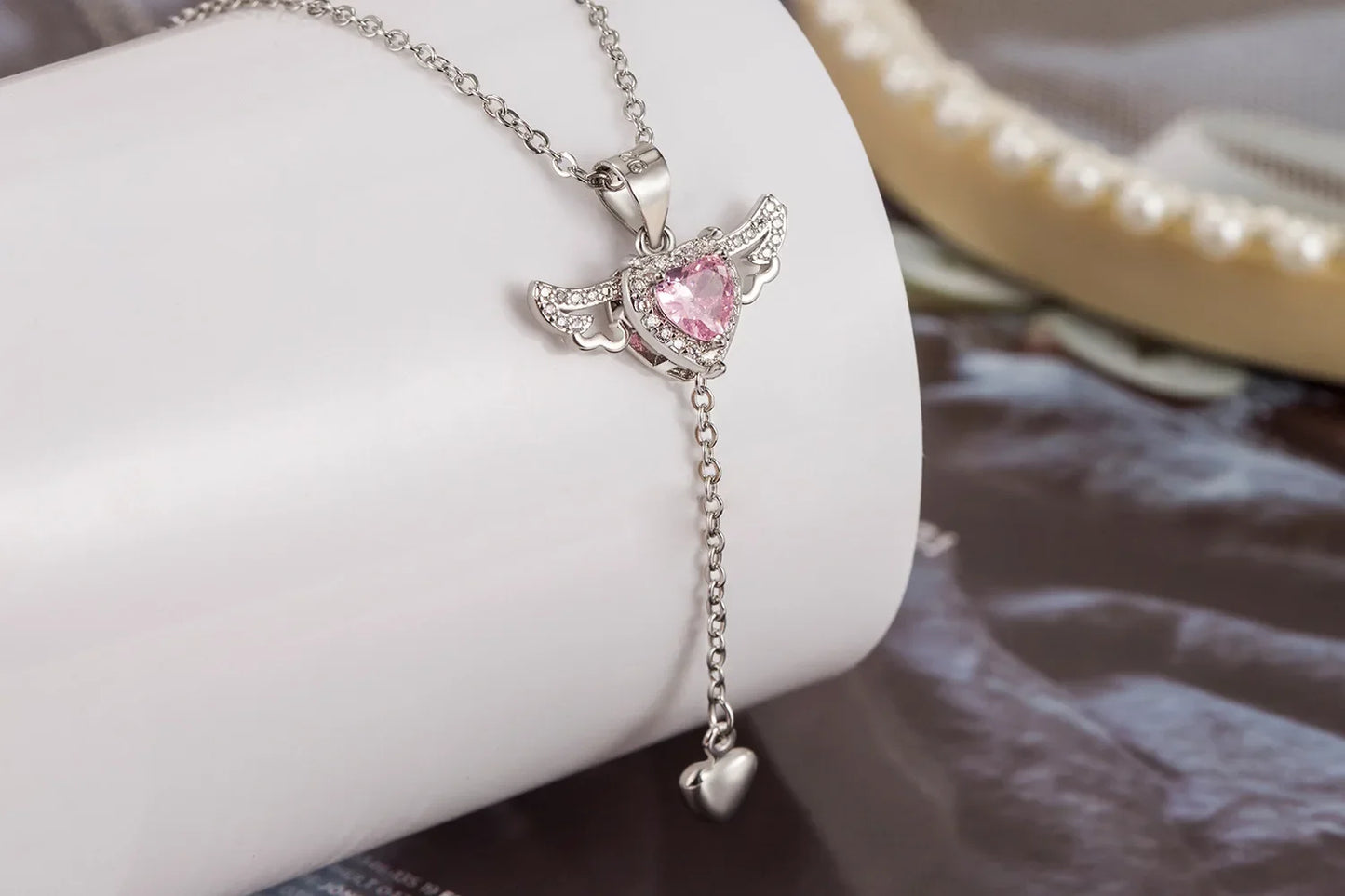 Angel Wing Heart Pendant Necklace Romantic Gothic Alternative Jewelry