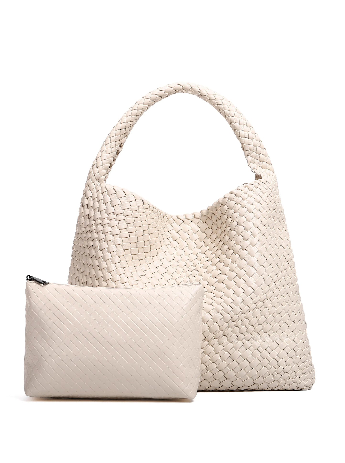 Soft Woven Texture Hobo Tote Shoulder Bag with Relaxed Structure