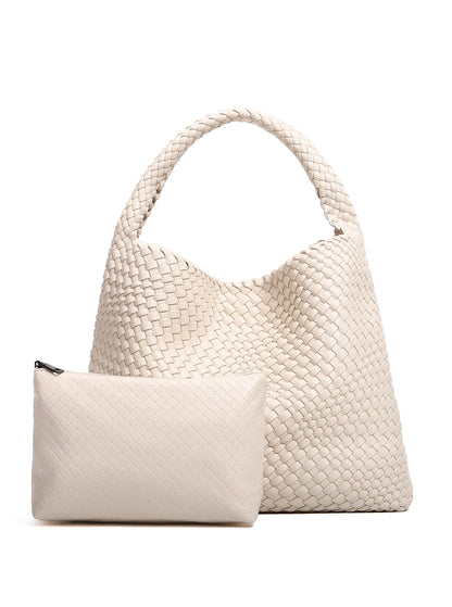 Soft Woven Texture Hobo Tote Shoulder Bag with Relaxed Structure